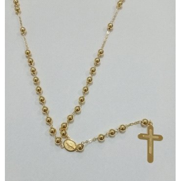 ROSARIO ORO AMARILLO  CON CRUZ Y BOLAS DE 6M/M                        