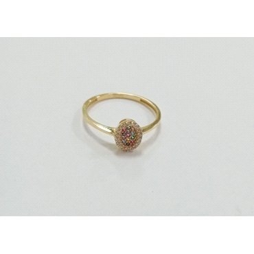 SORTIJA O.A CABEZA OVAL CON CZ DE COLORES Y PIEDRAS                   
