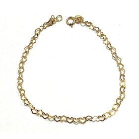 PULSERA SRA. ORO AMARILLO CORAZONES ENLAZADOS                         