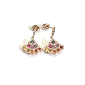 PENDIENTES ORO ROSA  CON BR 0.52 ZAFIROS 0.93                         