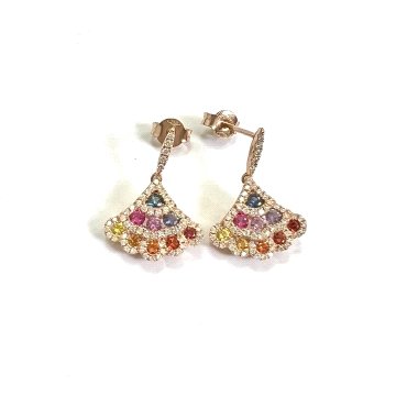 PENDIENTES ORO ROSA  CON BR 0.52 ZAFIROS 0.93                         