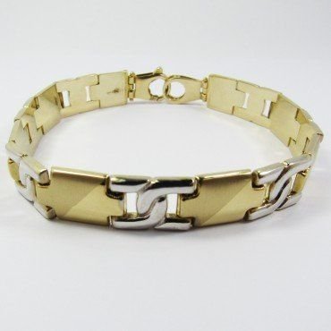 PULSERAS CABALLERO ORO BICOLOR ITALIANO