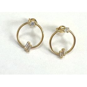 PENDIENTES ARO ORO AMARILLO PIEDRA                                    