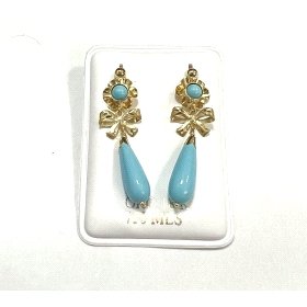 PENDIENTES ORO AMARILLO TURQUESA                                      