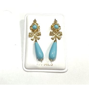 PENDIENTES ORO AMARILLO TURQUESA                                      