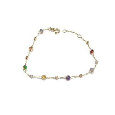 PULSERA SRA. ORO TRICOLOR PIEDRA                                      