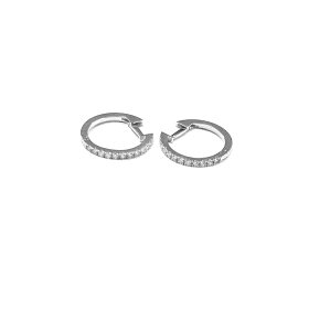 PENDIENTES ARO ORO BLANCO BRILLANTES                                  
