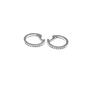 PENDIENTES ARO ORO BLANCO BRILLANTES                                  