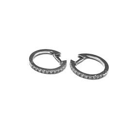PENDIENTES ARO ORO BLANCO BRILLANTES                                  