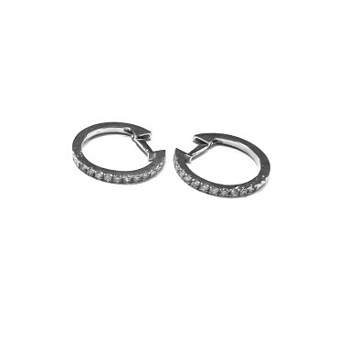 PENDIENTES ARO ORO BLANCO BRILLANTES                                  