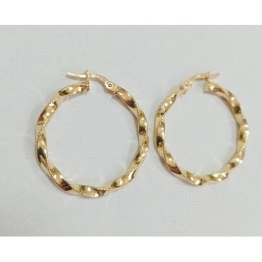 PENDIENTES ARO ORO AMARILLO GRABADA                                   