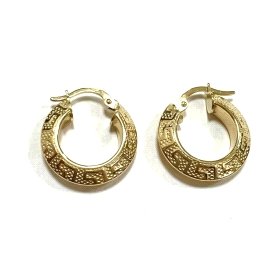 PENDIENTES ARO ORO AMARILLO GRABADA                                   