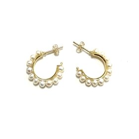 PENDIENTES ARO ORO AMARILLO PERLA                                     