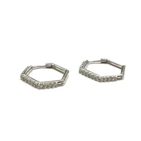 PENDIENTES ARO ORO BLANCO PIEDRA                                      