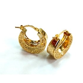 PENDIENTES ARO ORO AMARILLO GRABADA                                   