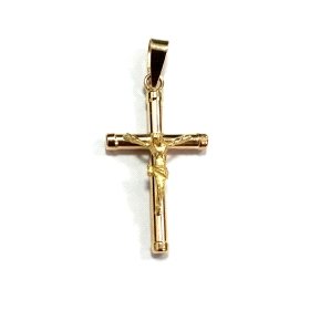 CRUZ ORO AMARILLO CON CRISTO                                          